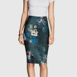 H&M Teal Floral Pencil Skirt 4